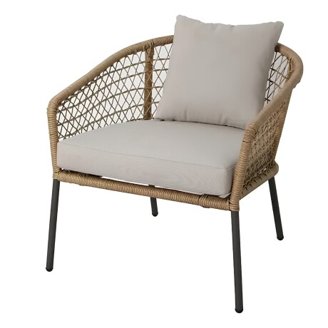 Juego De Jardin Rattan Lumax Exterior 2 Sillones + Mesa Gris