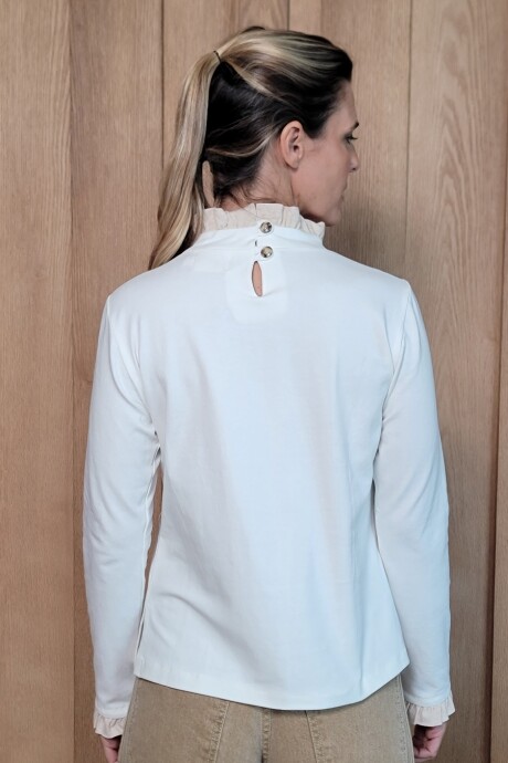 Polera Marina Cotton combinado crudo con biege