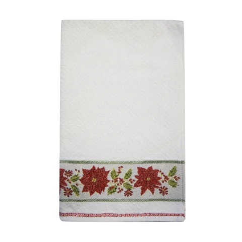 Repasador Dohler Bordado Jacquard Navidad BLANCO