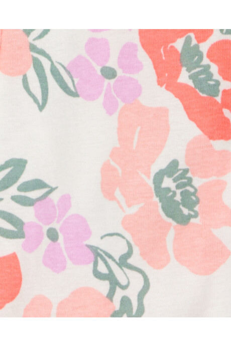 Pijama una pieza de algodón, con pie, diseño floral Sin color