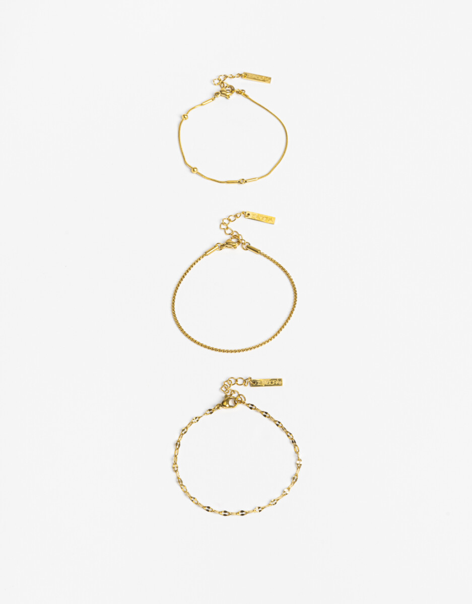 Set De Pulseras De Acero Combinadas 