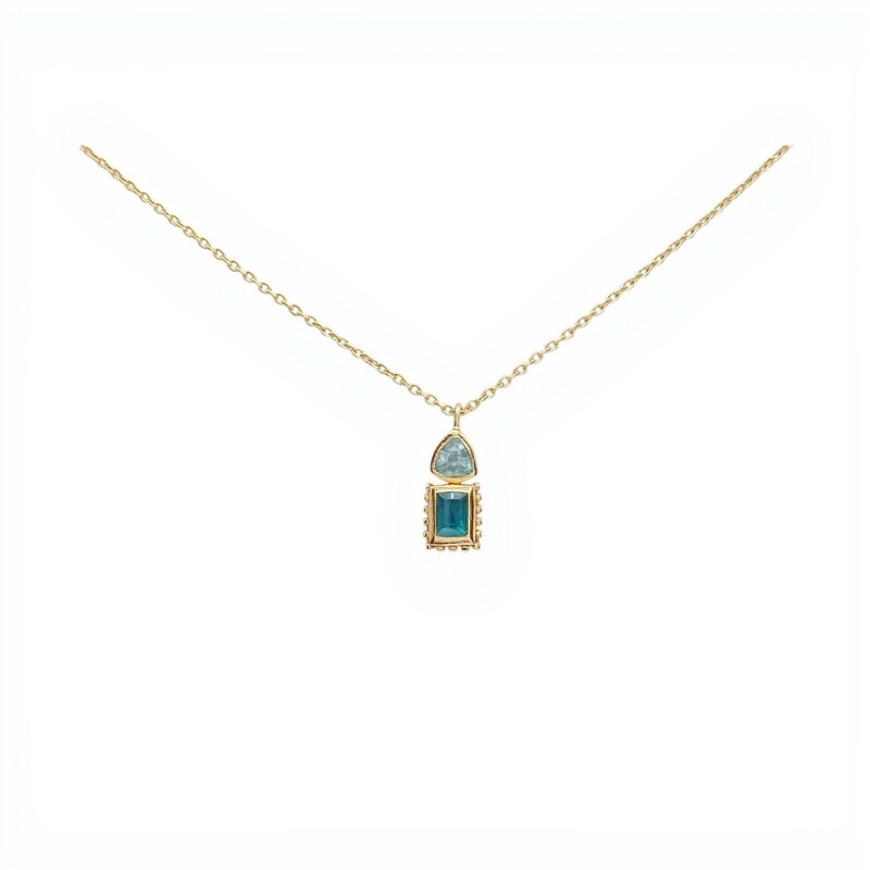 Conjunto Masakali-Plata rodinada 925 micra oro 18k-Piedra Topacio azul y Jade verde-CJ2019 conpiedra