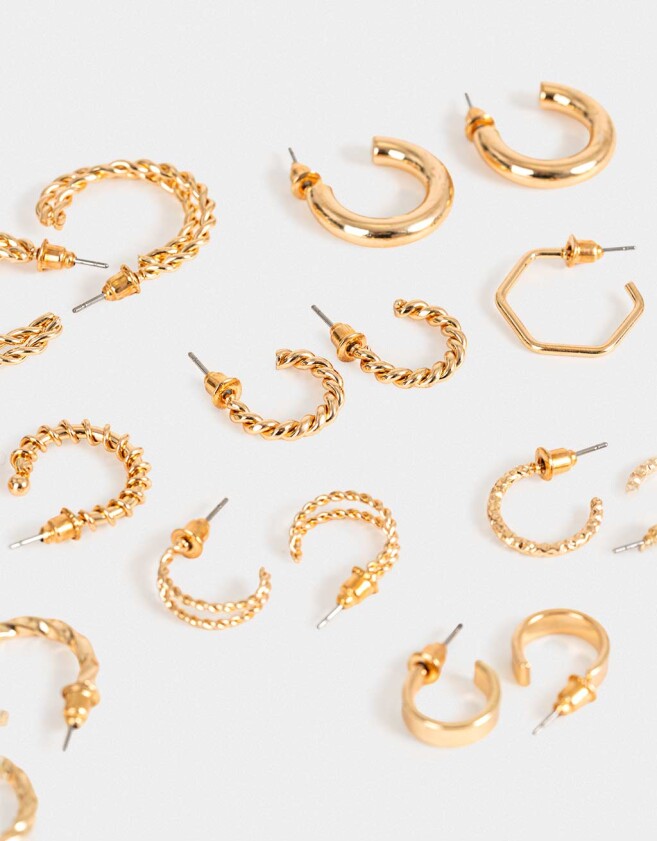 Aros Argollas Set Metal Aros Argollas Sets - Dorado