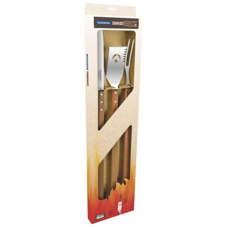 Juego de 3 Utensilios Largos para Asado Tramontina Churrasco Marrón