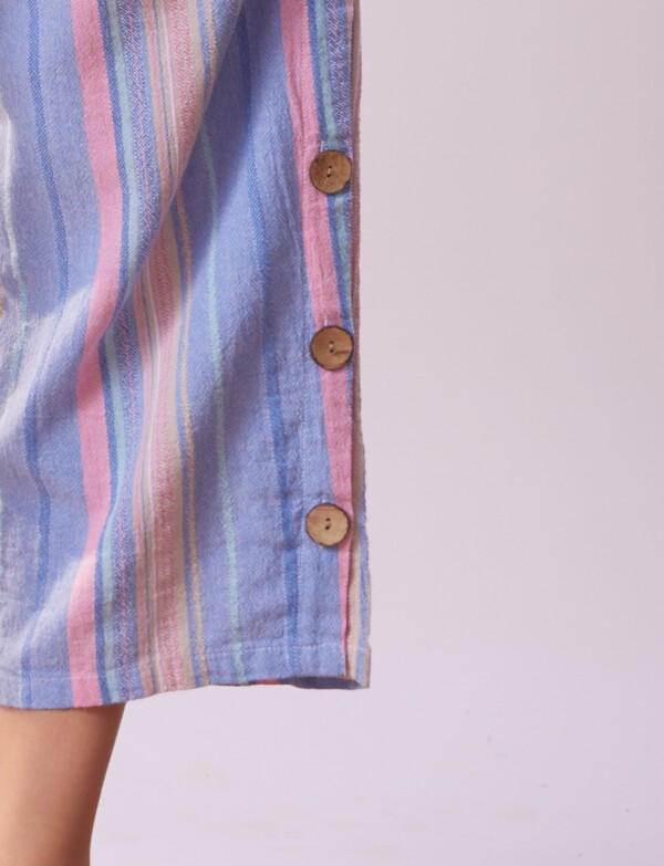 Pantalon Crop Det Btns CELESTE/MULTI