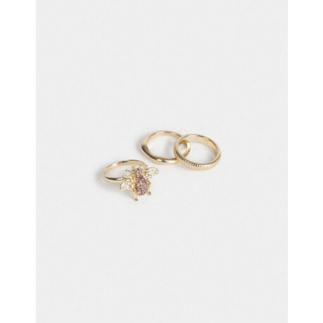 Set De Anillos Con Dije Abeja Dorado