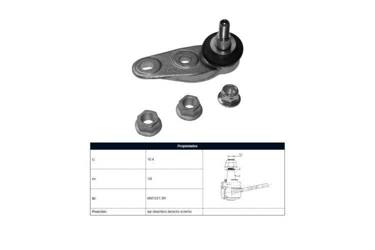 Rotula Del Mini Cooper S (R56)/Clubman Cooper S (R55)/Cooper (R56) 08-15 Der Rotula Del Mini Cooper S (R56)/Clubman Cooper S (R55)/Cooper (R56) 08-15 Der