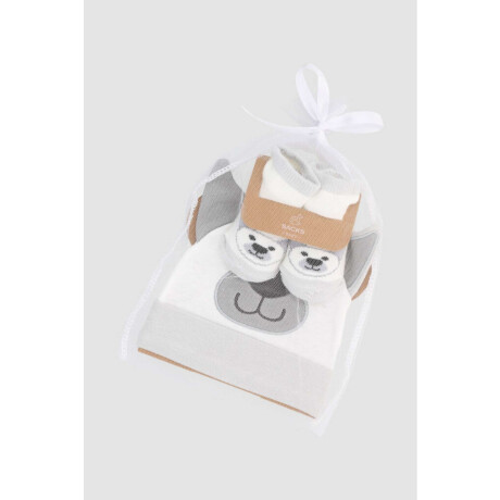 Set gorros escarpines algodon - gris Celeste