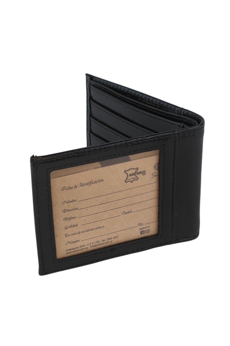 Billetera de hombre con visor exterior para documentos Negro