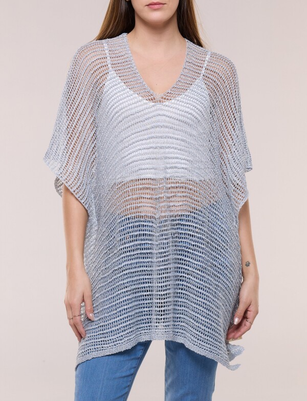 Poncho Calado Lurex PLATEADO