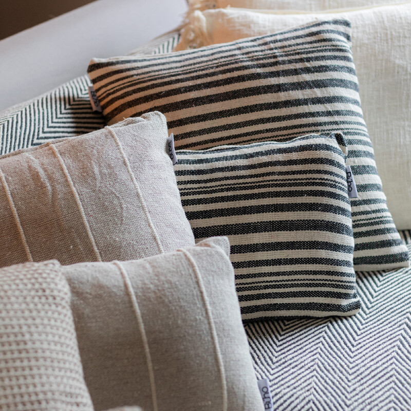 Funda de almohadón algodón 45x45cm Rayas Taupe