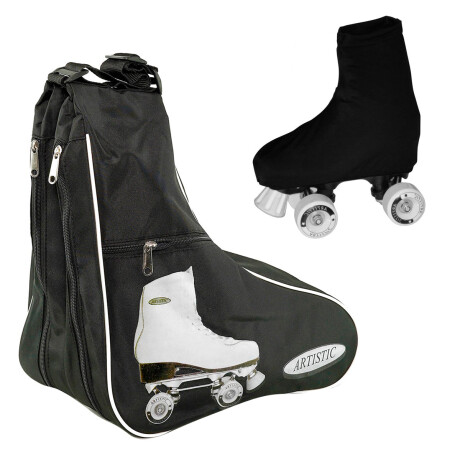 Bolso Alforja P/ Patines + Cubrebota Lycra Colores Negro