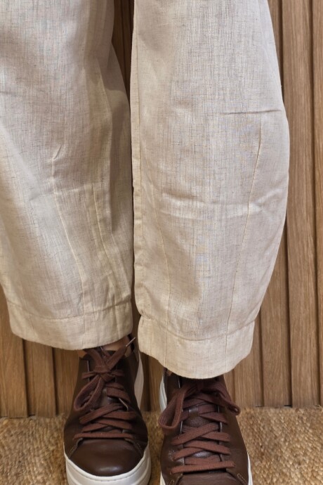 Pantalon Hans Puro Lino Beige Melange