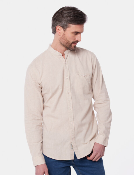 CAMISA DE LINO CUELLO MAO Beige