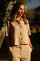 CAMISA CROP CON BOLSILLO RUEDO ITALIANO Y CHARRETERA EN MANGA Beige