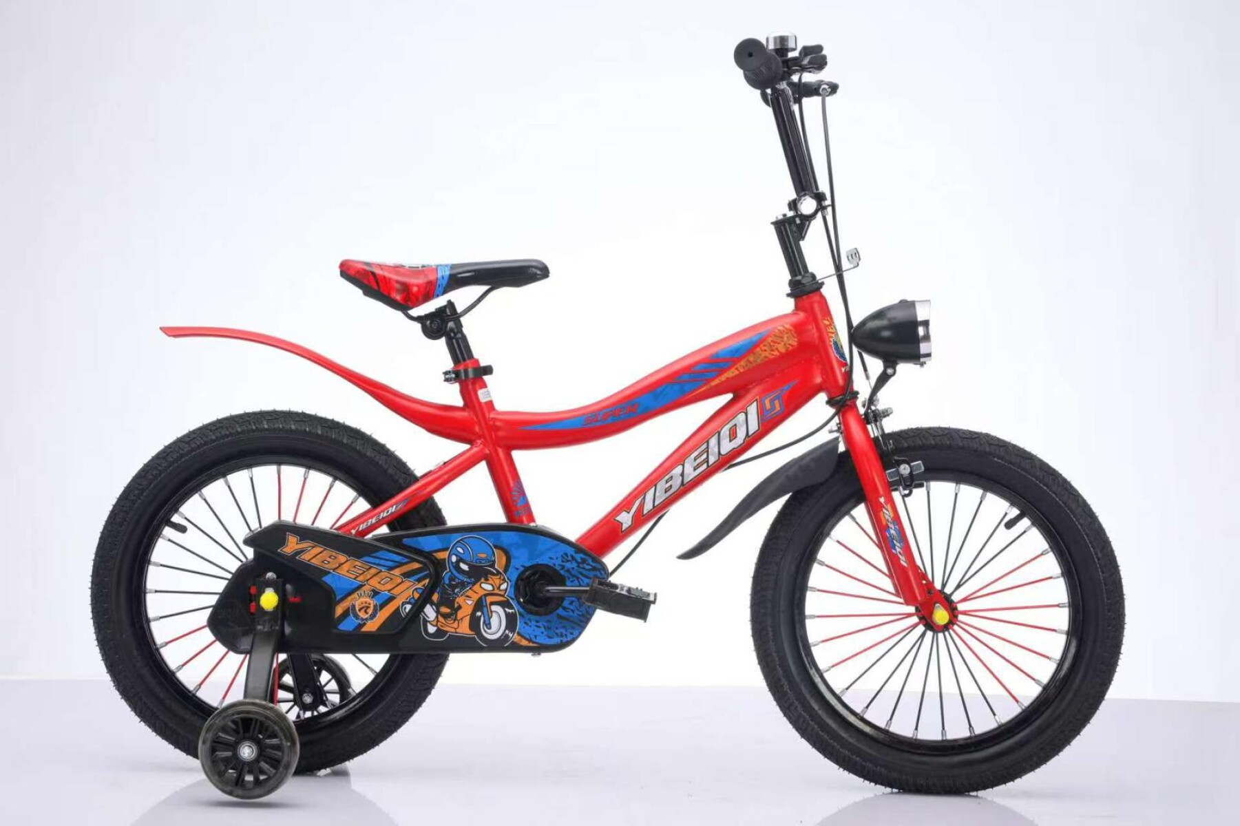 Bicicleta Fly Rodado 16 Rueditas Timbre Y Luz - Rojo 