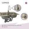 Pileta de cocina Lumax Acero Doble Bacha Monocomando 78x42 cm Plateado