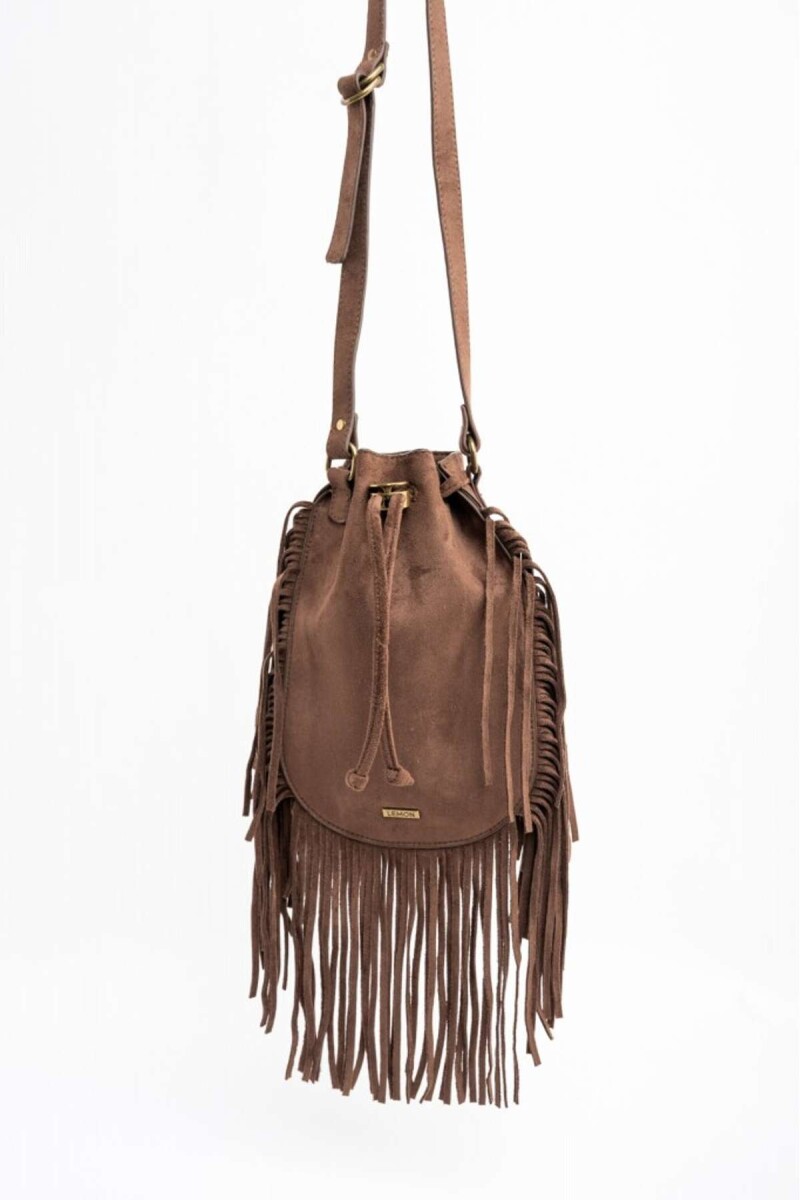 Cartera Flecos Gamuza Vegana - Chocolate 