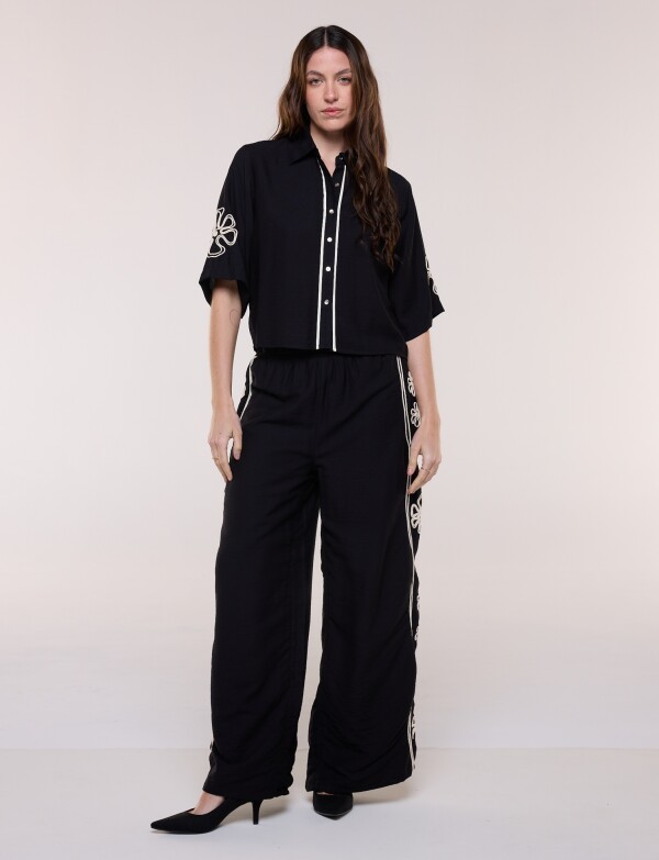 Conjunto Bordado Camisa & Pantalón NEGRO