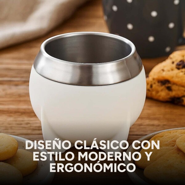Mate Clásico de Acero Inoxidable Diseño Clásico Duradero Color Blanco