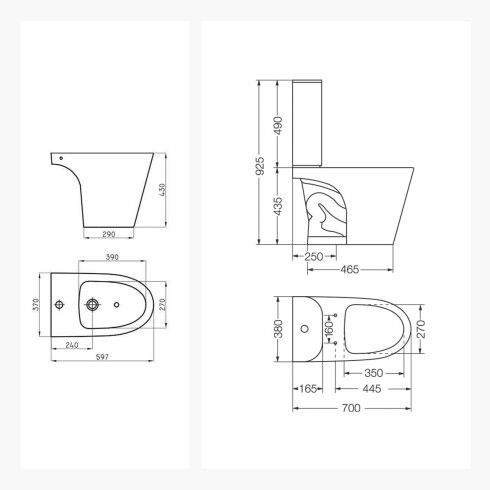 Juego De Loza Blanco, Inodoro Corto, Tapa Y Bidet Linea Marina Marca Ferrum 000