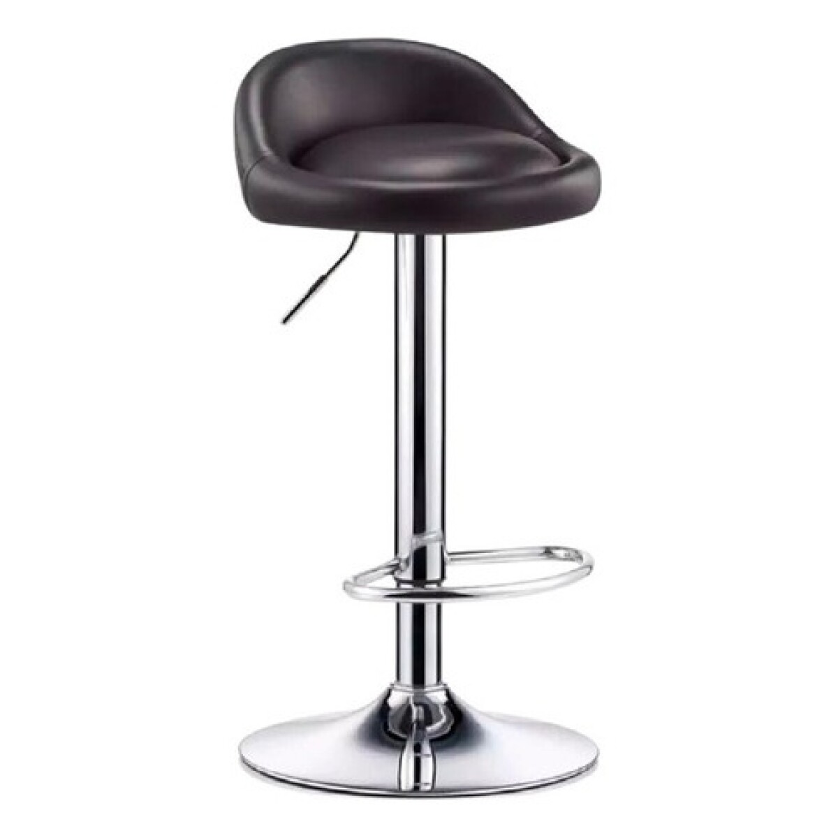 Taburete con Altura Regulable Respaldo Apoyapies Ecocuero - Negro 