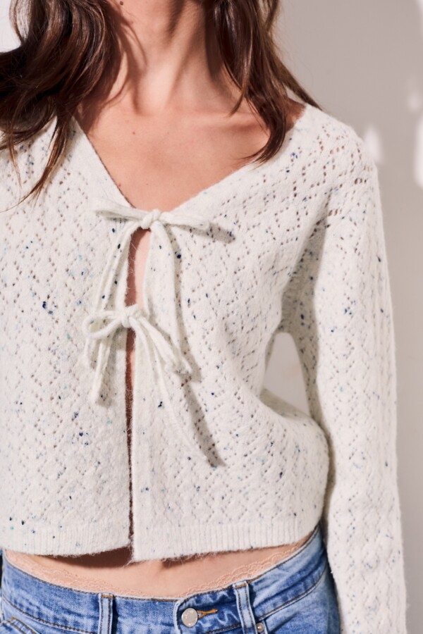 Cardigan Lazos Bouttonne Gris Melange