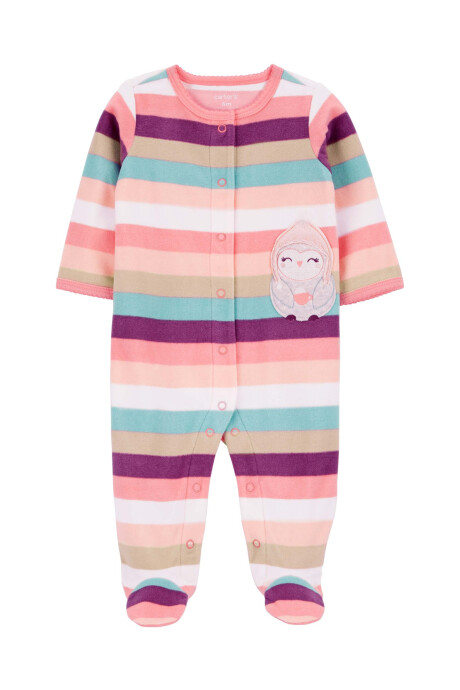 Pijama una pieza de micropolar, con pie, estampa búho Pijama una pieza de micropolar, con pie, estampa búho