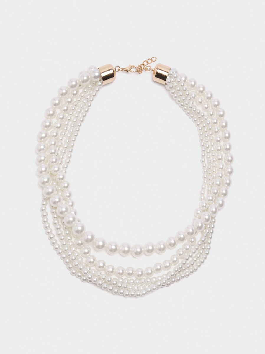Multicollar De Perlas - blanco 