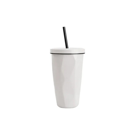 Vaso facetado térmico con sorbito Blanco
