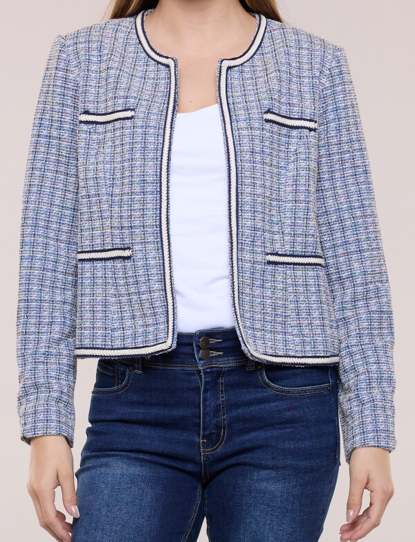 Chaqueta Tweed Con Pasamanería AZUL/MULTI