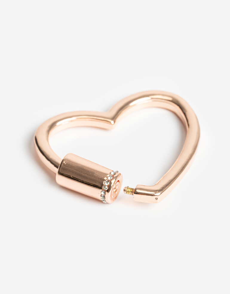 Llavero Metal Llavero Y Bag Charm Corazón - Dorado Oro Rosa
