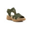 Country Sandalia Mujer Tira Ancha Con Velkro Y Pulsera Verde Militar
