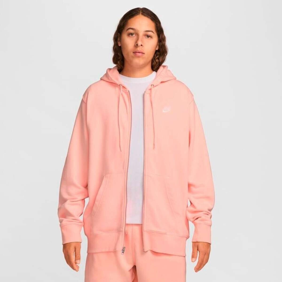 Abrigo Nike Club Hoodie de Hombre - Rosado 