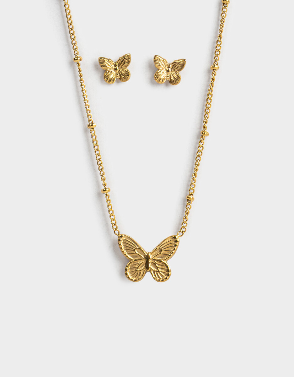 Set De Aros Y Cadena Mariposa 