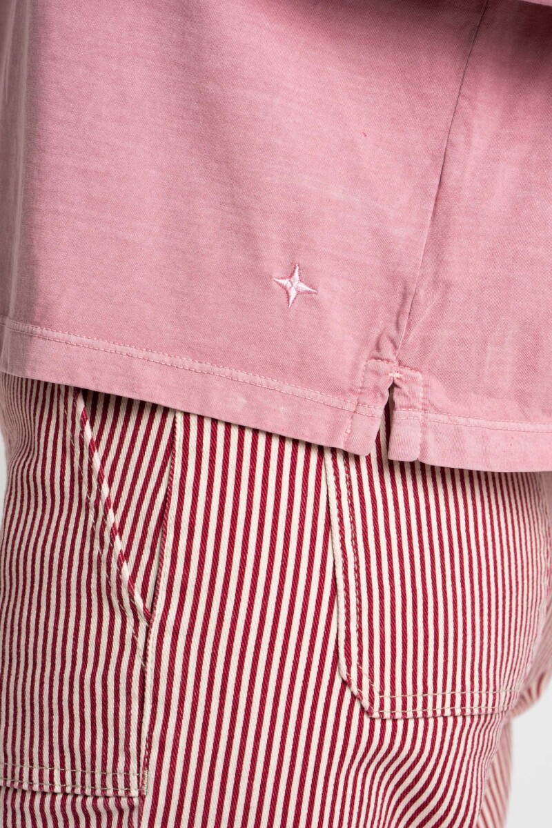 Remera Manga Larga Lavada Rosa