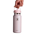 32 oz Wide Mouth with Flex Straw Cap Glimmer Pink