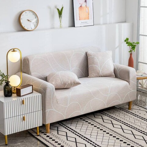 Funda sillón 3 cuerpos estampada Beige