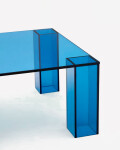 Mesa de centro Adularia de cristal templado azul 140 x 60 cm