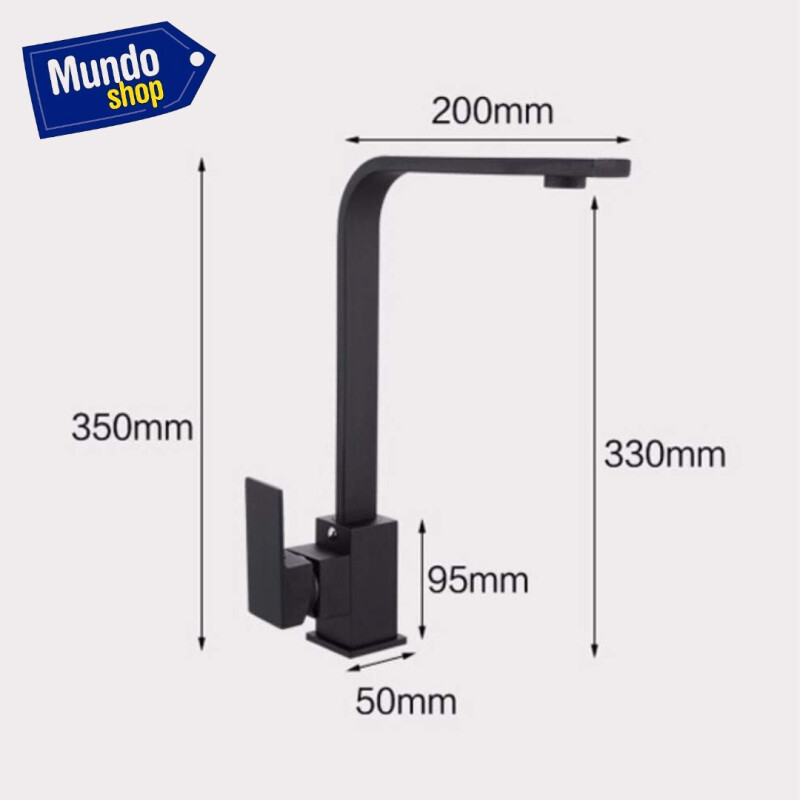 Monocomando 34cm Lavatorio Griferia Bacha Color Negro Negro