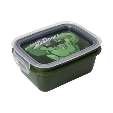 Pote Plástico Con Traba y División 630 ml Hulk