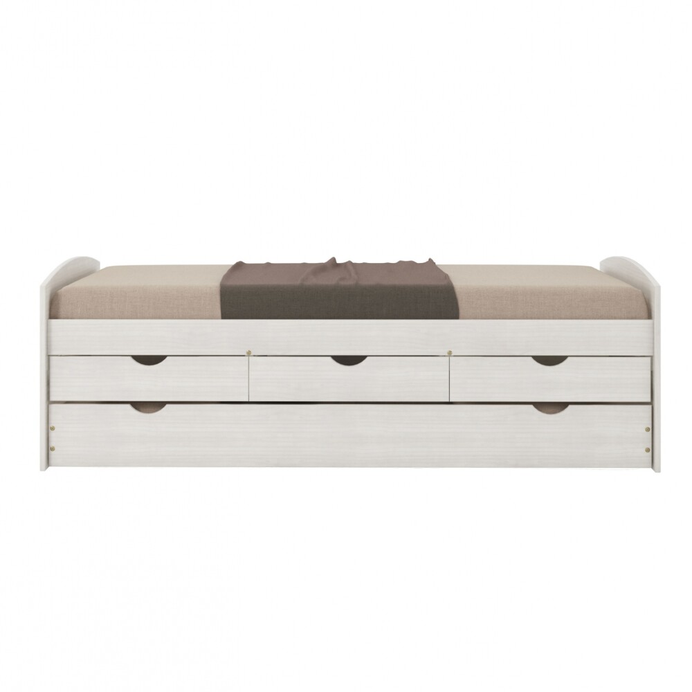 Cama Marinera 1 Plaza Madera Maciza Con Cajones - Ulli Blanco