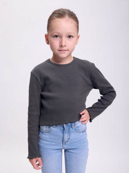 Remera rib crop Gris Oscuro