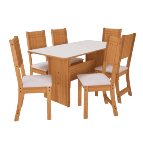 Conjunto Comedor Evora 6 Silla freijo | off white Conjunto Comedor Evora 6 Silla freijo | off white