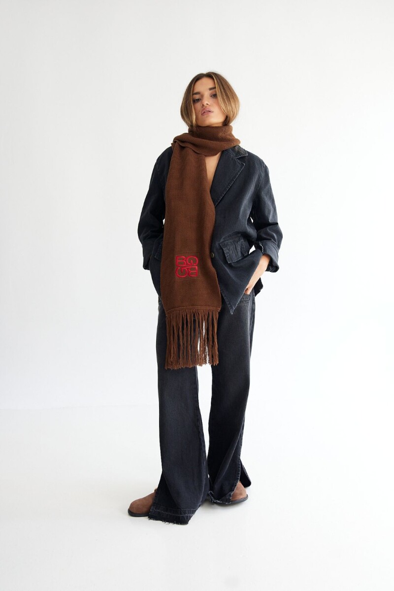 Bufanda Scarf - Marrón con Rojo 
