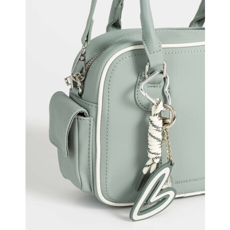 Cartera Bowling Con Charm Gris Claro