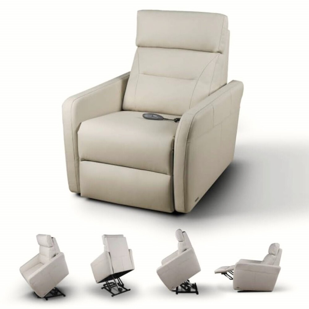 Butaca Reclinable - Eléctrica 100% de cuero - Virgina Beige
