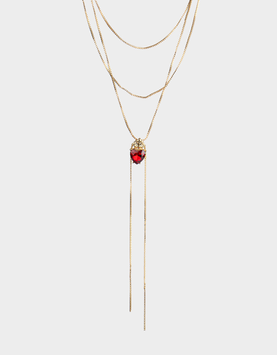 Collar Largo Multicadena Con Corazón 