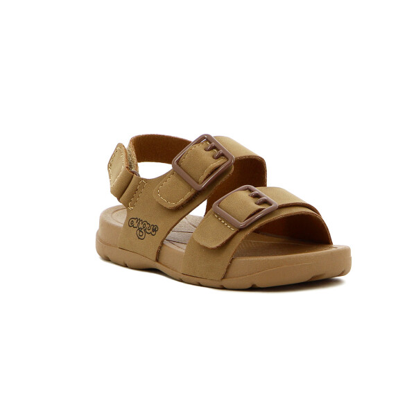 Angus Sandalia Niño Dos Tiras C/ Hebilla Y Pulsera Con Velcro Camel