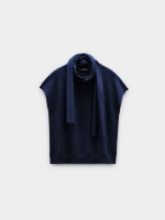 Chaleco De Punto Con Pañuelo azul-marino